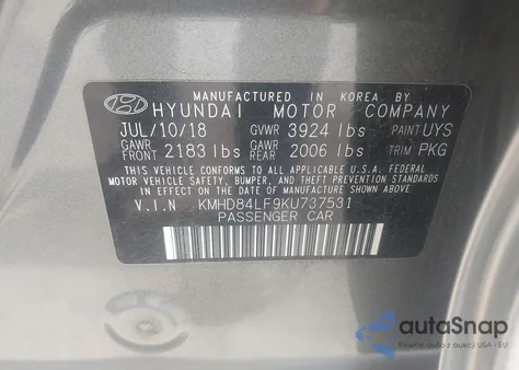 2019 Hyundai Elantra Sel из США, поврежденный, VIN KMHD84LF9KU737531